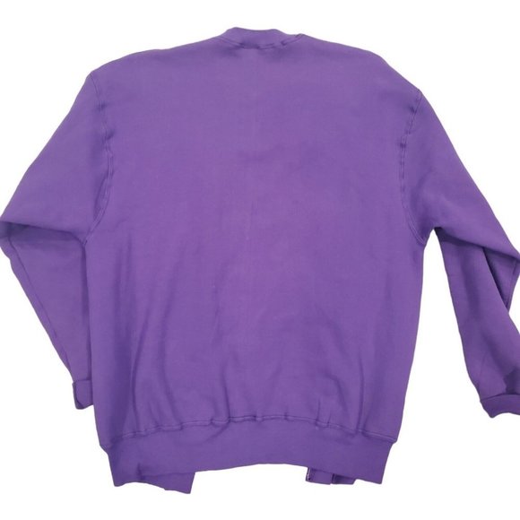 Vintage 90s Purple Granny Core Open Cardigan Sweatshirt Purple Butterflies XL - Picture 3 of 10
